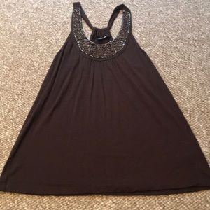 Brown embellished tank